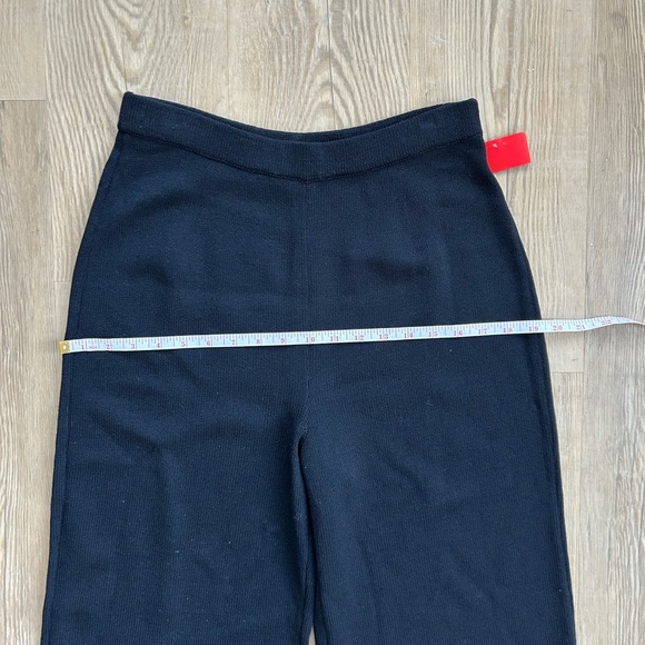St John Basics Flat Front Wide Leg Pants Womens sz8 Black Santana Knit Pull On - Picture 4 of 5